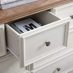AndMakers Beige 37.66 in. H Accent Cabinet with 7 Drawers