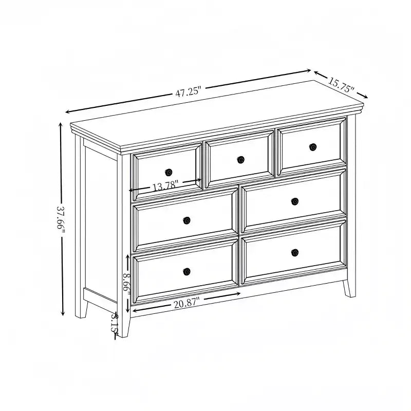AndMakers Beige 37.66 in. H Accent Cabinet with 7 Drawers