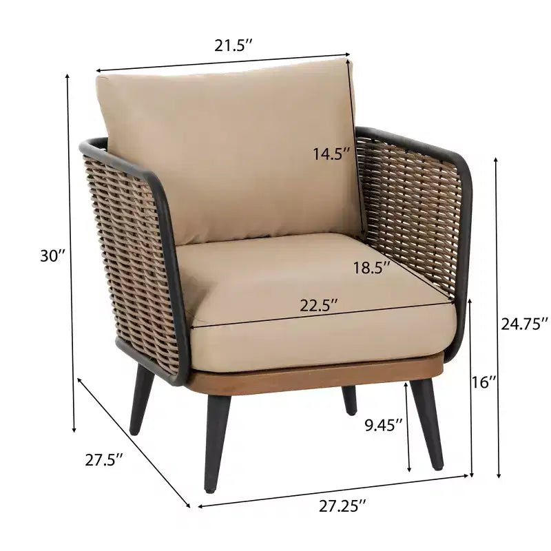 Christopher Knight Home Bonita Sedia da Club Rustica da Giardino in Ferro e Rattan con Cuscini, Beige