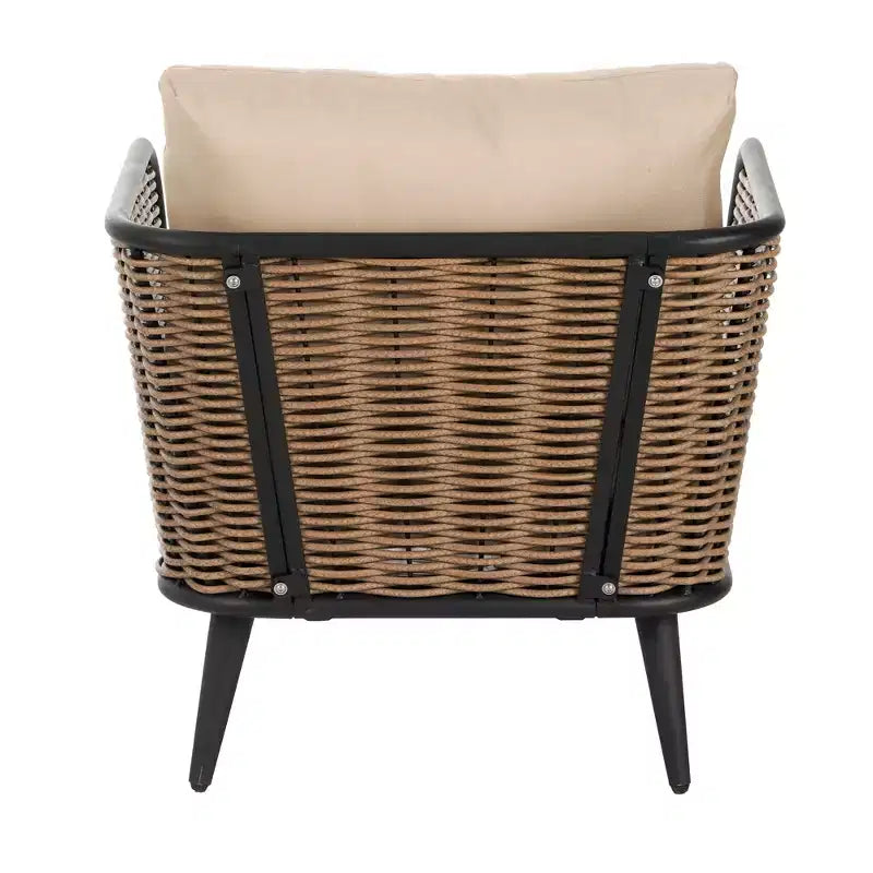 Christopher Knight Home Bonita Sedia da Club Rustica da Giardino in Ferro e Rattan con Cuscini, Beige