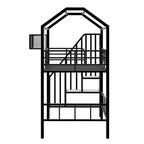 Whisen 93.7''L x 41.4''W House-style Design Metal Loft Bed with Staircase, Storage Rack and Window, with Roof Design