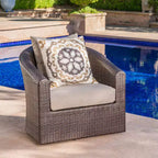 Christopher Knight Home Darius Outdoor Wicker Swivel Club Chair with Cushions