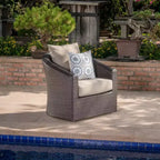Christopher Knight Home Darius Outdoor Wicker Swivel Club Chair with Cushions