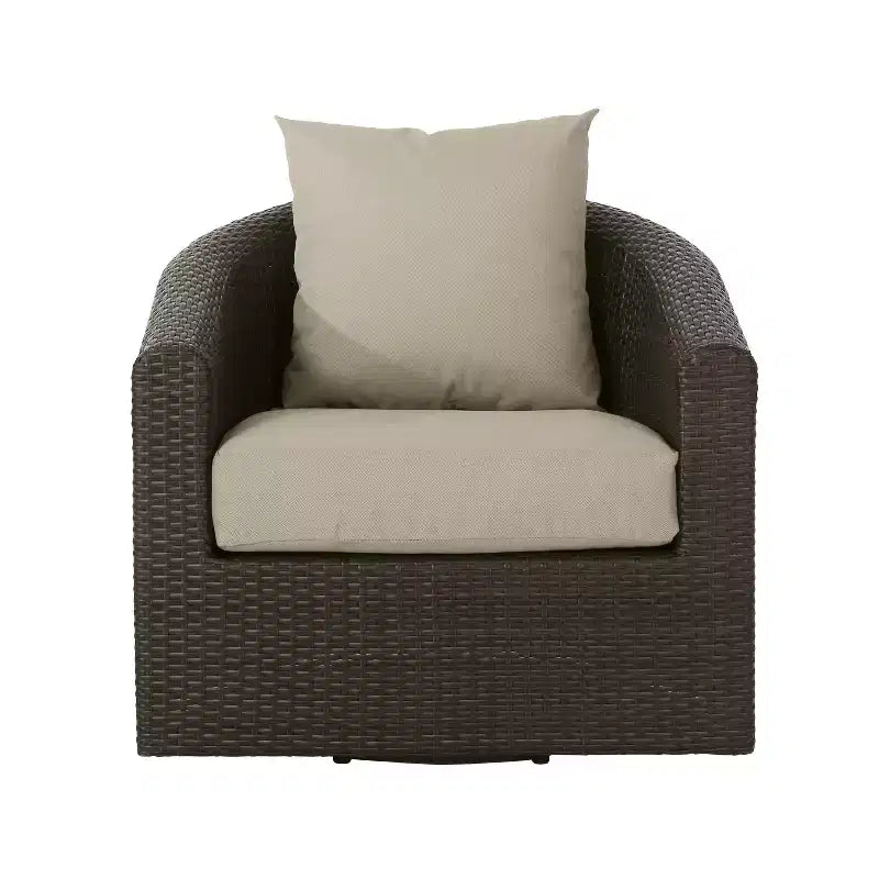 Christopher Knight Home Darius Outdoor Wicker Swivel Club Chair with Cushions