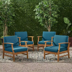 GDFStudio Abena Outdoor Acacia Wood Club Chairs with Cushions (Set of 4)