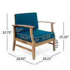 GDFStudio Abena Outdoor Acacia Wood Club Chairs with Cushions (Set of 4)