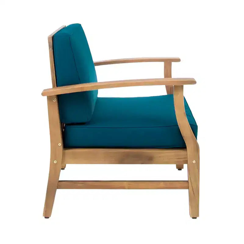 GDFStudio Abena Outdoor Acacia Wood Club Chairs with Cushions (Set of 4)