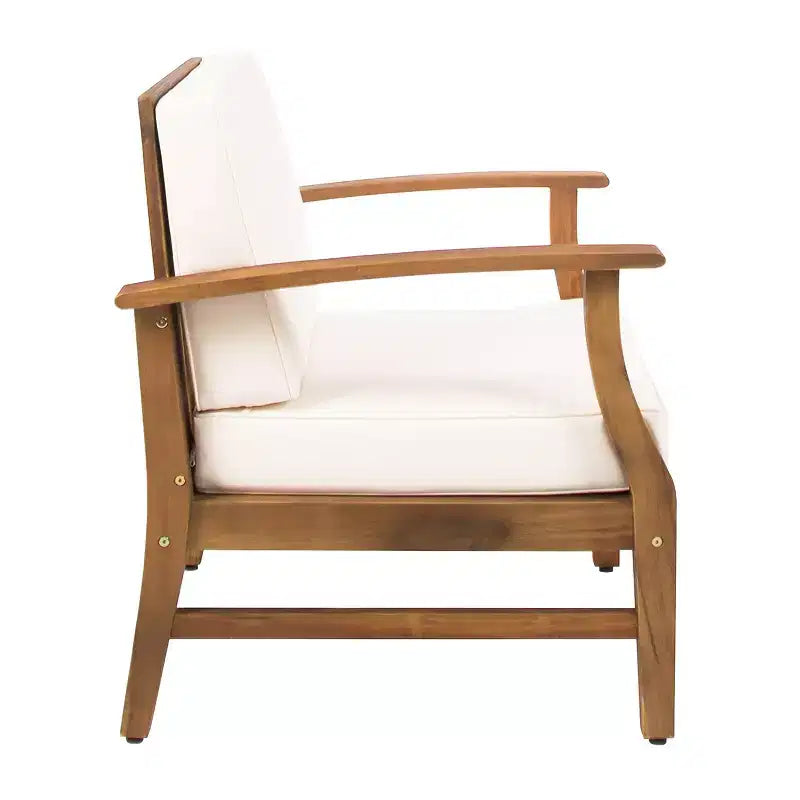 GDFStudio Abena Outdoor Acacia Wood Club Chairs with Cushions (Set of 4)