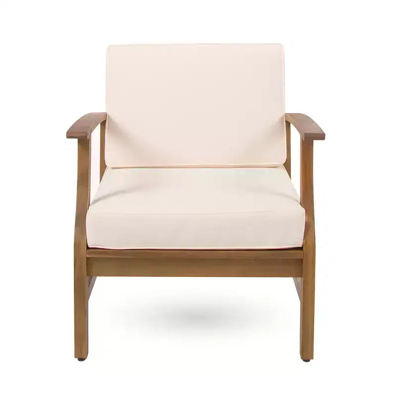 GDFStudio Abena Outdoor Acacia Wood Club Chairs with Cushions (Set of 4)