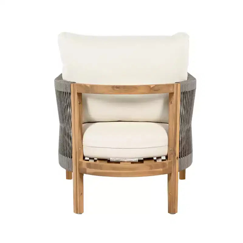Christopher Knight Home Celeste Patio Rope Weaving Acacia Wood Upholstered Club Chair
