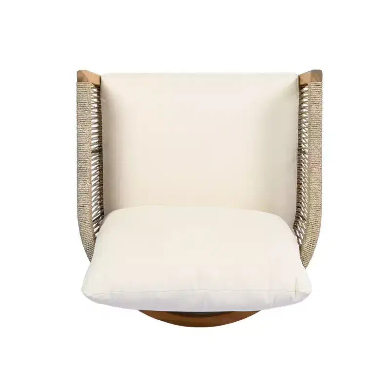 Christopher Knight Home Celeste Patio Rope Weaving Acacia Wood Upholstered Club Chair