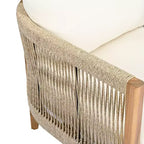 Christopher Knight Home Celeste Patio Rope Weaving Acacia Wood Upholstered Club Chair