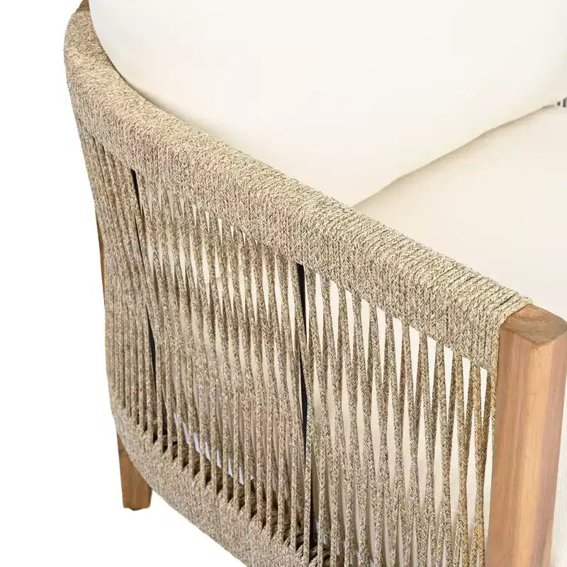 Christopher Knight Home Celeste Patio Rope Weaving Acacia Wood Upholstered Club Chair