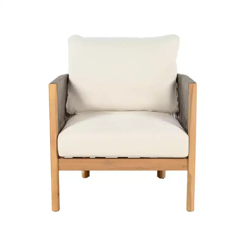 Christopher Knight Home Celeste Sedia Club imbottita in legno di acacia con trama a corda da esterno (Set di 2)