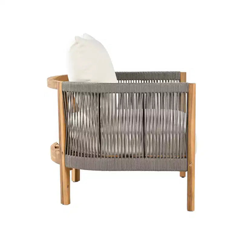 Christopher Knight Home Celeste Sedia Club imbottita in legno di acacia con trama a corda da esterno (Set di 2)