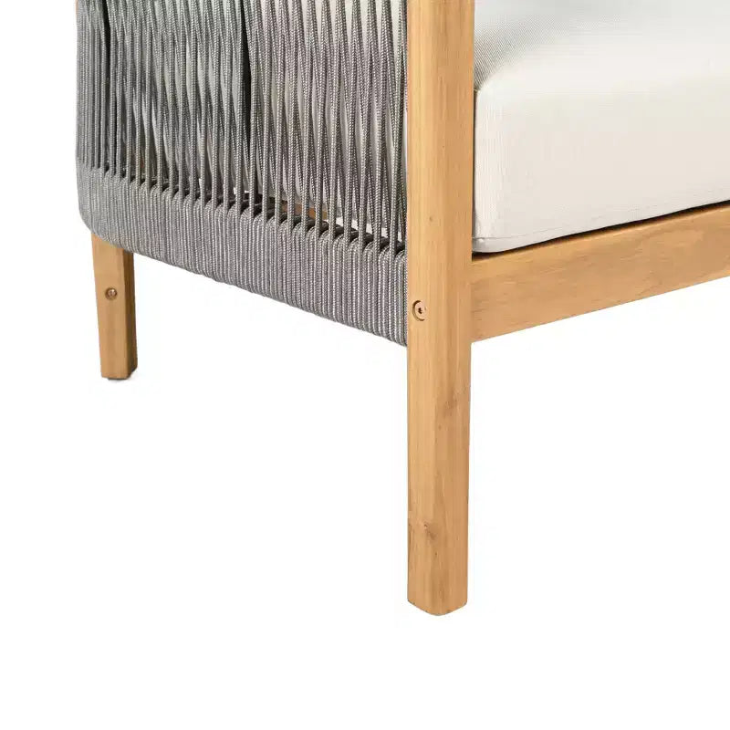 Christopher Knight Home Celeste Sedia Club imbottita in legno di acacia con trama a corda da esterno (Set di 2)
