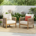 Christopher Knight Home Celeste Sedia Club imbottita in legno di acacia con trama a corda da esterno (Set di 2)
