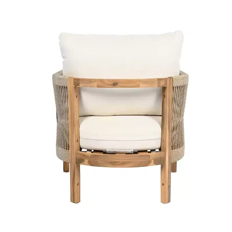 Christopher Knight Home Celeste Sedia Club imbottita in legno di acacia con trama a corda da esterno (Set di 2)