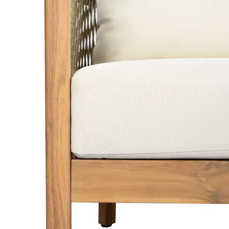 Christopher Knight Home Celeste Sedia Club imbottita in legno di acacia con trama a corda da esterno (Set di 2)
