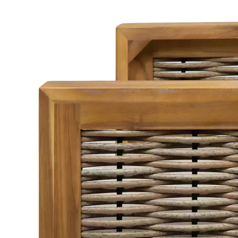 Sedia da patio per esterni, sedia Club con struttura in legno di acacia, inserti in vimini e cuscini - Merax