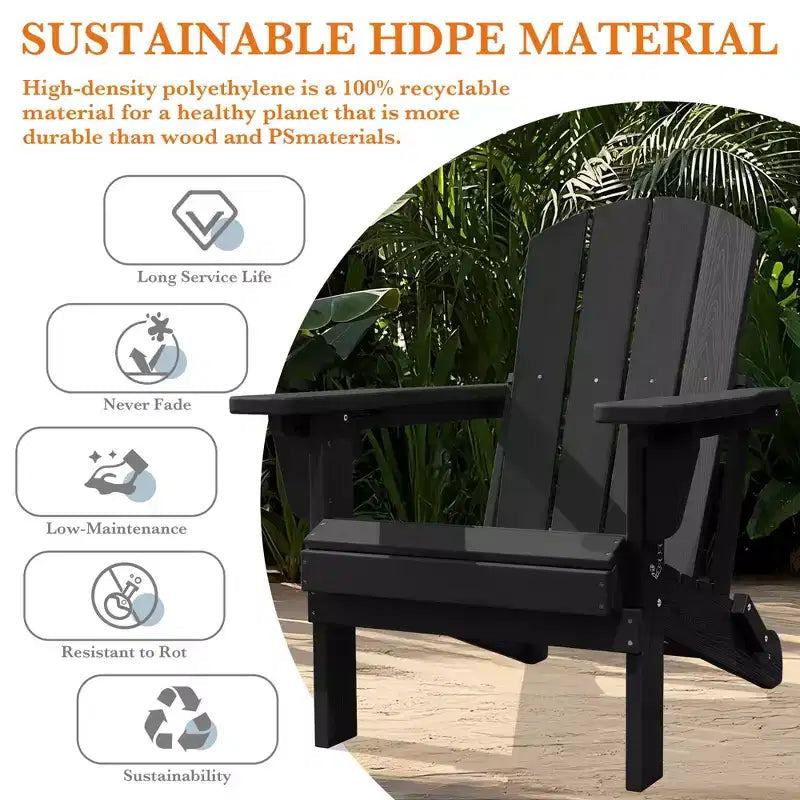 Hyleory Adjustable HDPE Adirondack Chair with Ergonomic Backrest