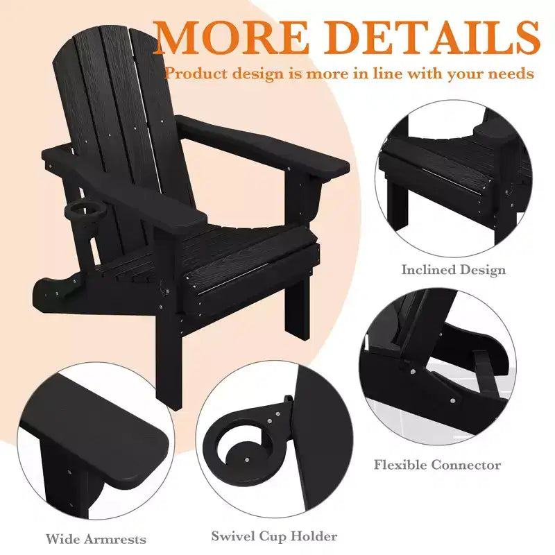 Hyleory Adjustable HDPE Adirondack Chair with Ergonomic Backrest