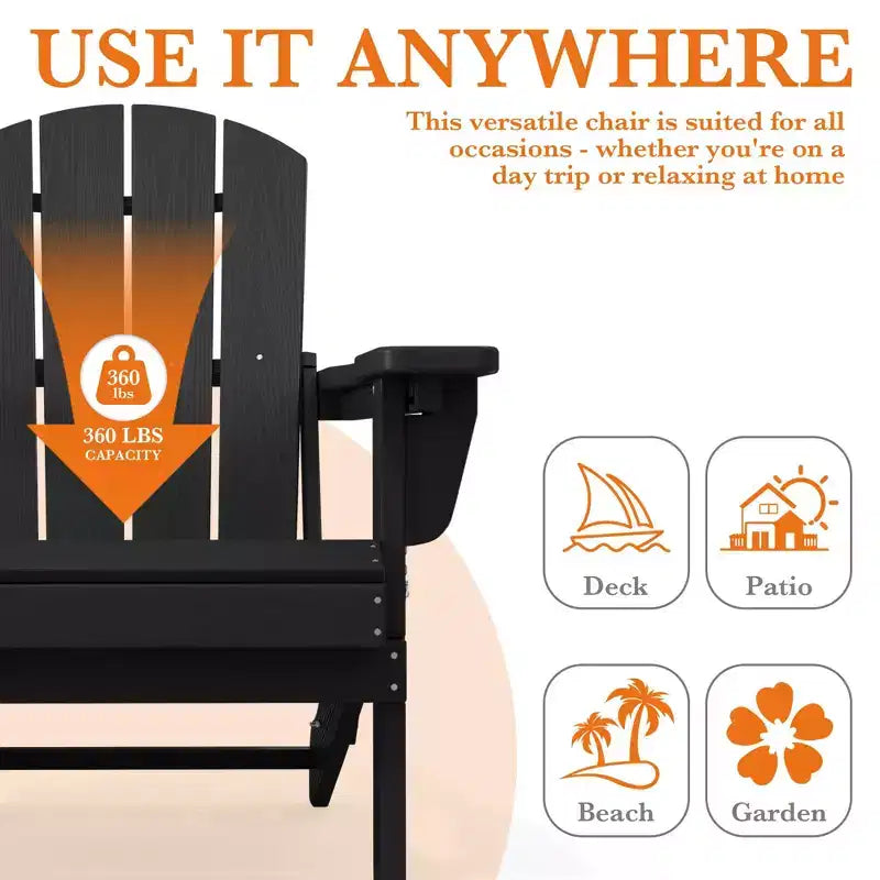 Hyleory Adjustable HDPE Adirondack Chair with Ergonomic Backrest