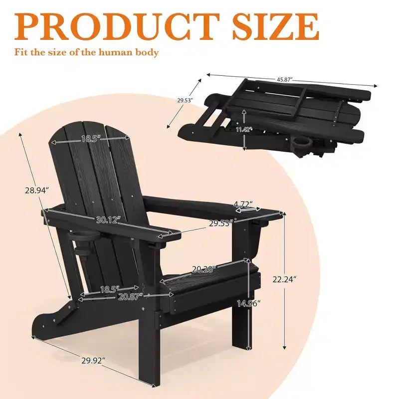 Hyleory Adjustable HDPE Adirondack Chair with Ergonomic Backrest