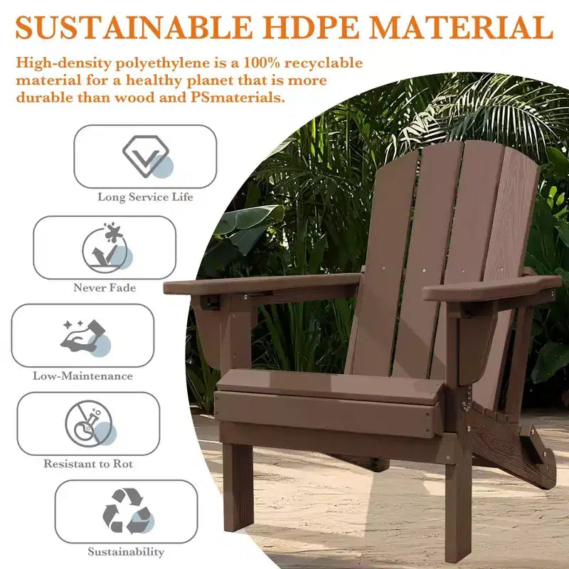 Hyleory Adjustable HDPE Adirondack Chair with Ergonomic Backrest