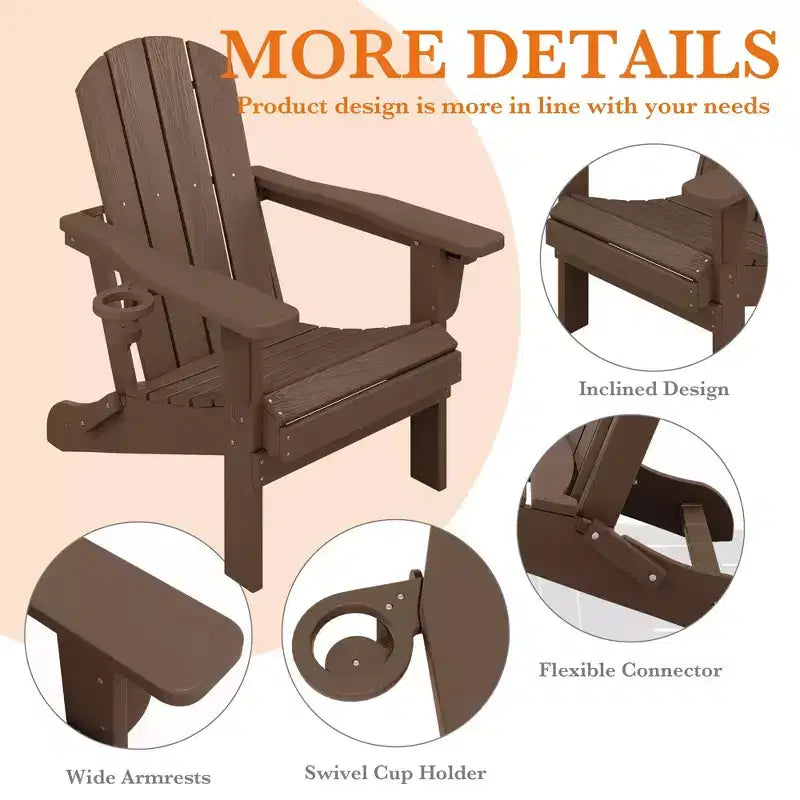 Hyleory Adjustable HDPE Adirondack Chair with Ergonomic Backrest