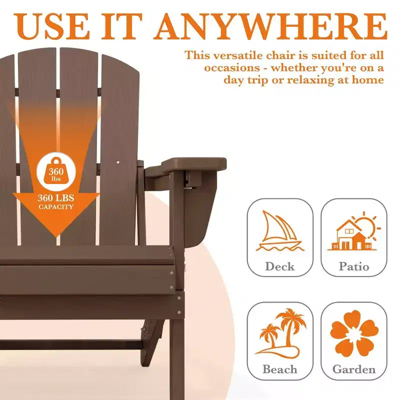 Hyleory Adjustable HDPE Adirondack Chair with Ergonomic Backrest