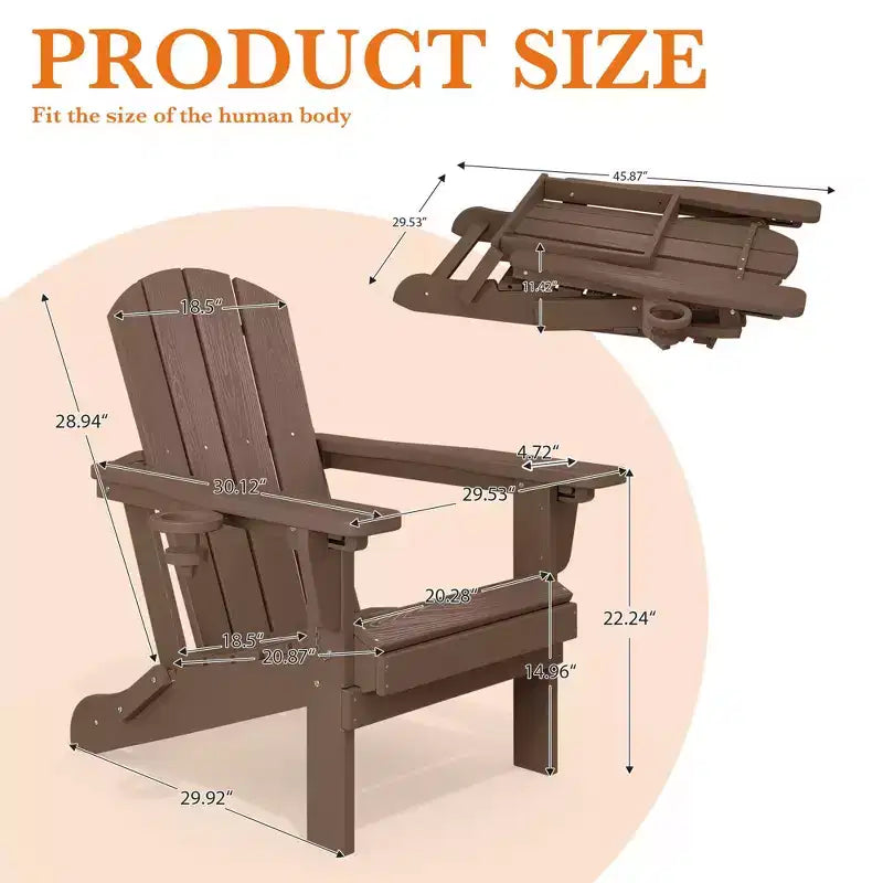 Hyleory Adjustable HDPE Adirondack Chair with Ergonomic Backrest
