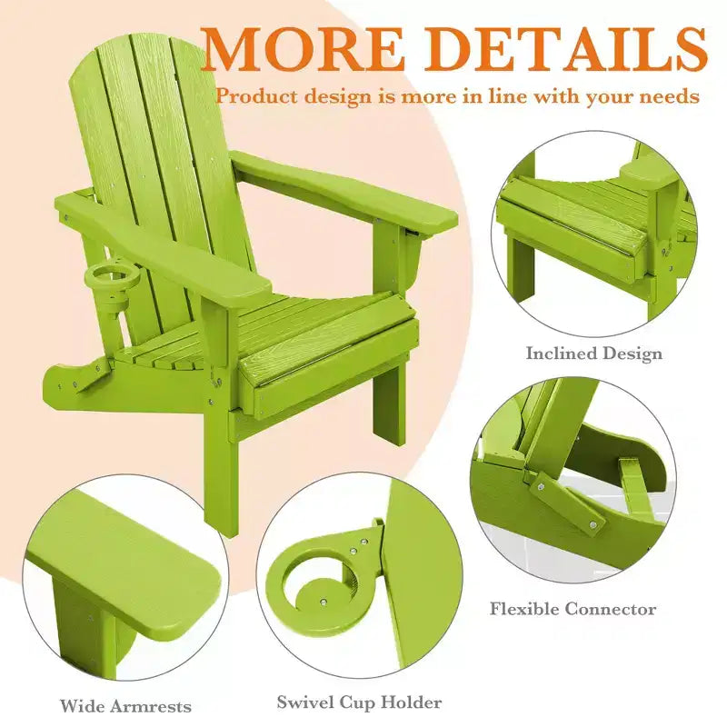 Hyleory Adjustable HDPE Adirondack Chair with Ergonomic Backrest