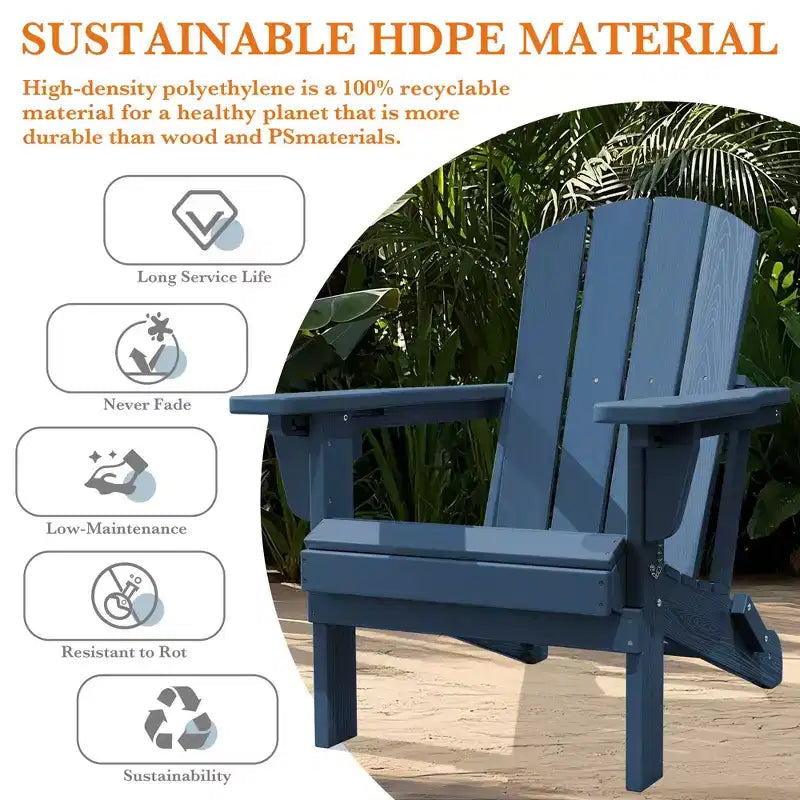 Hyleory Adjustable HDPE Adirondack Chair with Ergonomic Backrest