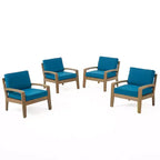 Christopher Knight Home Grenada Outdoor Acacia Wood Club Chairs with Cushions (Set of 4)