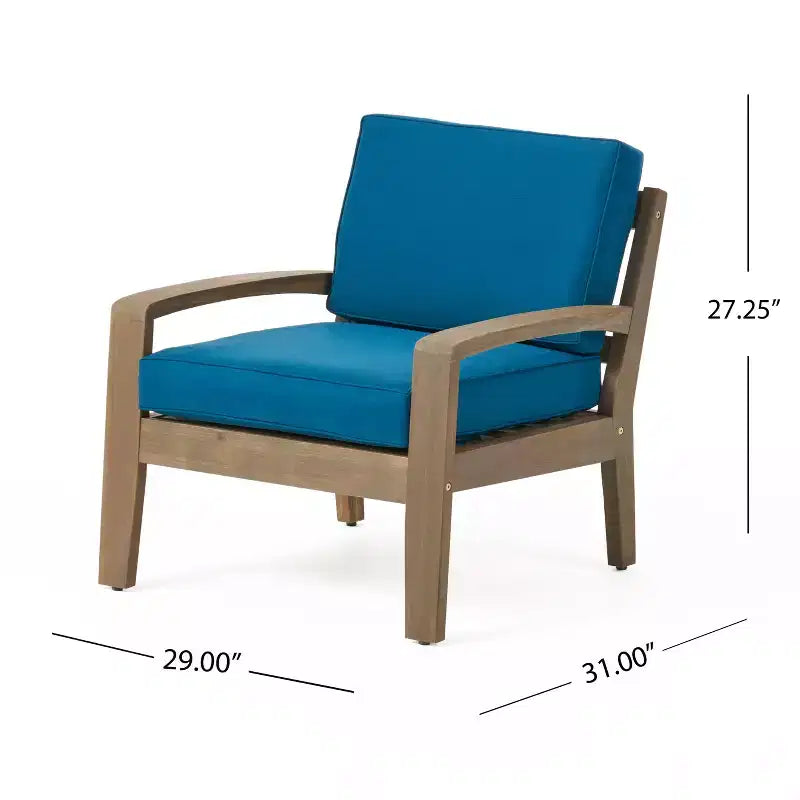 Christopher Knight Home Grenada Outdoor Acacia Wood Club Chairs with Cushions (Set of 4)