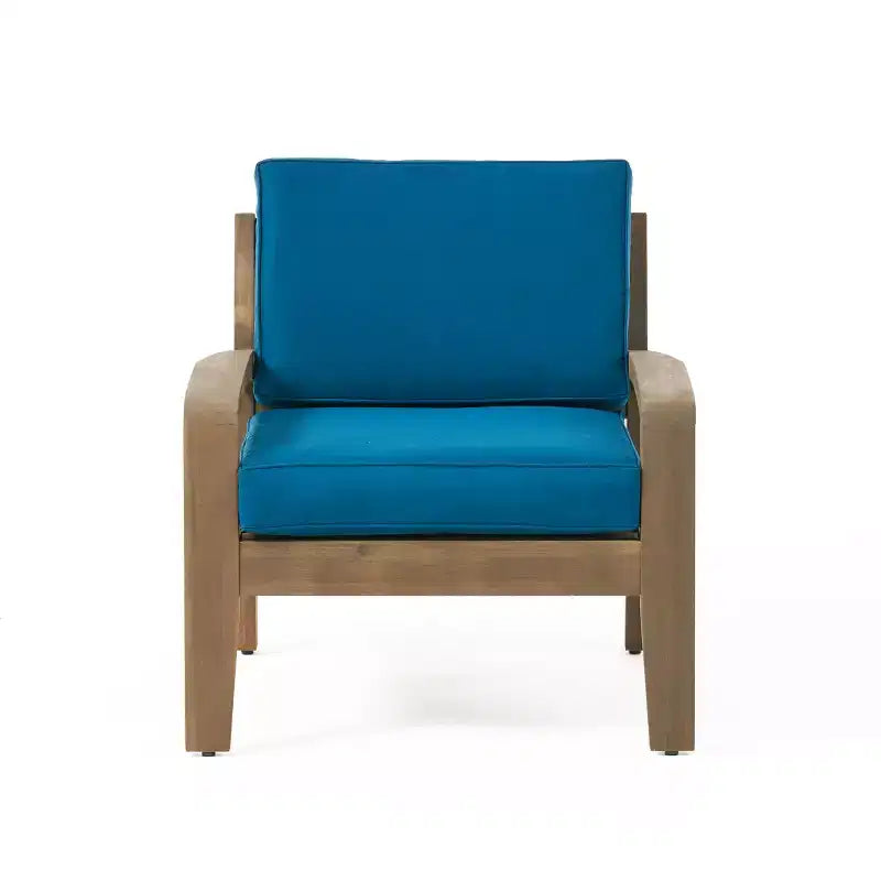 Christopher Knight Home Grenada Outdoor Acacia Wood Club Chairs with Cushions (Set of 4)