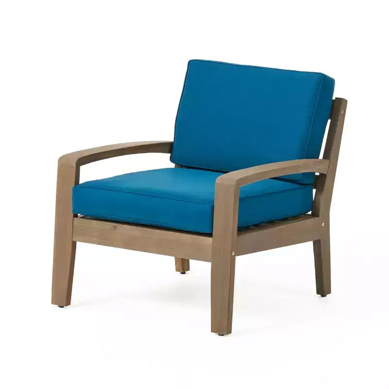 Christopher Knight Home Grenada Outdoor Acacia Wood Club Chairs with Cushions (Set of 4)