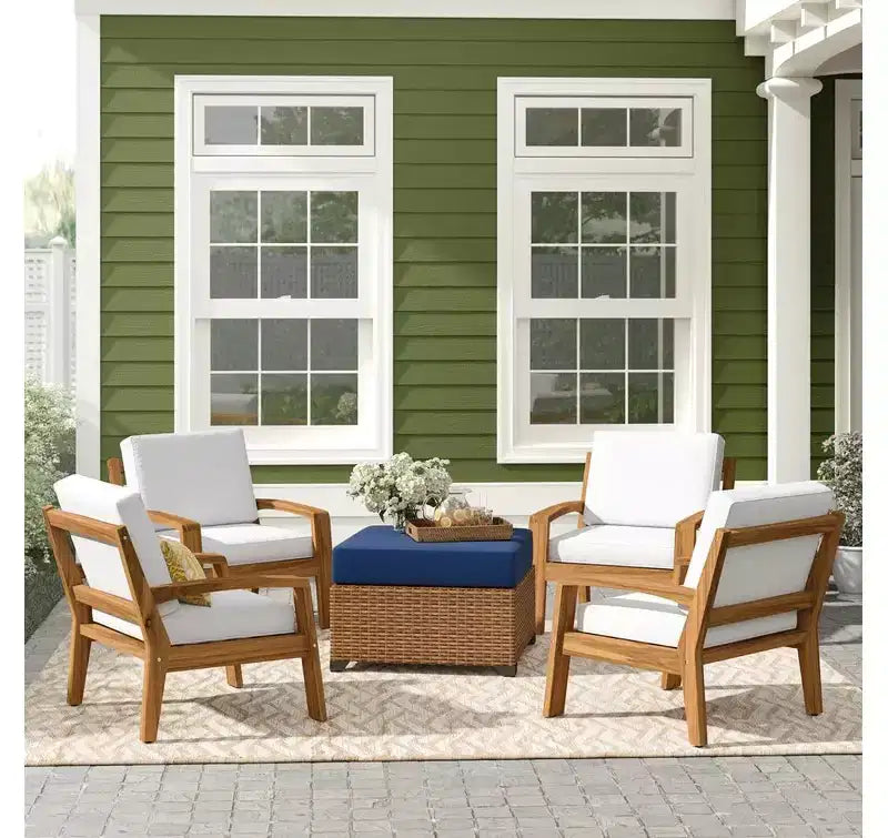 Christopher Knight Home Grenada Outdoor Acacia Wood Club Chairs with Cushions (Set of 4)