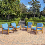 Christopher Knight Home Grenada Outdoor Acacia Wood Club Chairs with Cushions (Set of 4)