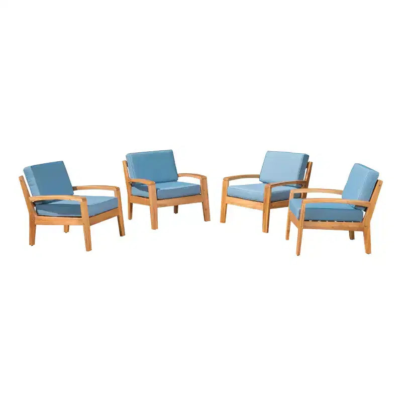 Christopher Knight Home Grenada Outdoor Acacia Wood Club Chairs with Cushions (Set of 4)