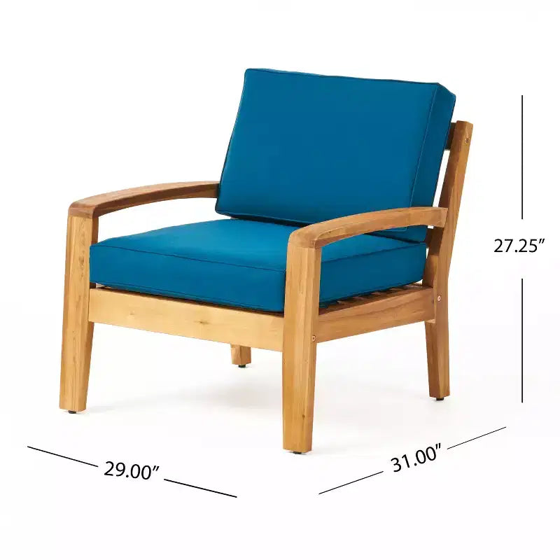 Christopher Knight Home Grenada Outdoor Acacia Wood Club Chairs with Cushions (Set of 4)