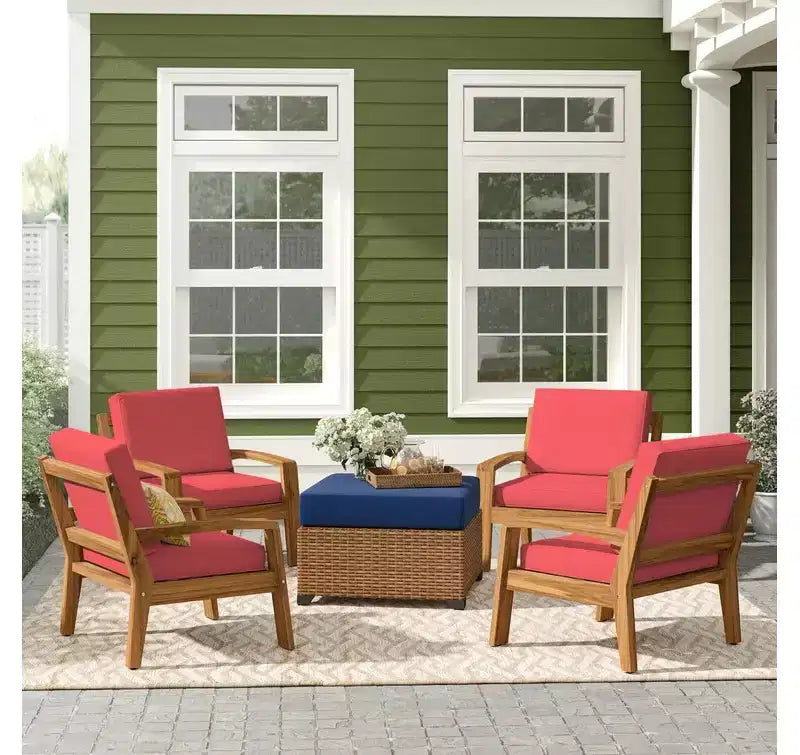 Christopher Knight Home Grenada Outdoor Acacia Wood Club Chairs with Cushions (Set of 4)
