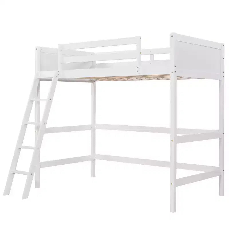 Whisen 79.5''L  41.8''W Modern Design Solid Wood Twin Size Loft Bed with Ladder, Healthy and Comfortable