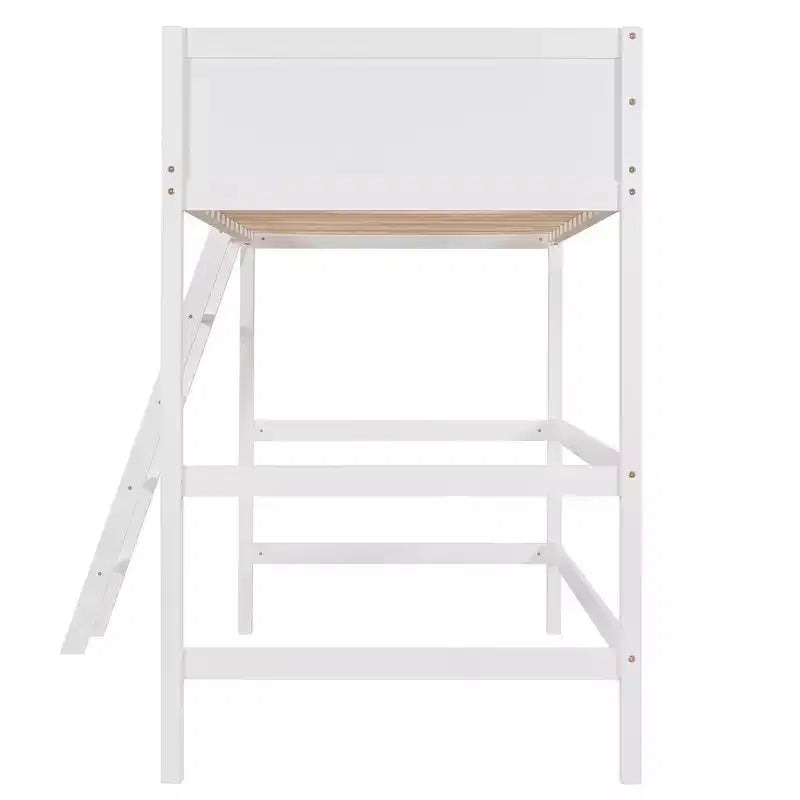 Whisen 79.5''L  41.8''W Modern Design Solid Wood Twin Size Loft Bed with Ladder, Healthy and Comfortable