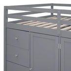 Whisen 93.3''L  57.6''W Modern Design Full Size Wood Loft Bed With Built-in Wardrobes, Cabinets and Drawers