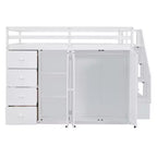 Whisen 93.3''L  57.6''W Modern Design Full Size Wood Loft Bed With Built-in Wardrobes, Cabinets and Drawers