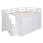 Whisen 93.3''L  57.6''W Modern Design Full Size Wood Loft Bed With Built-in Wardrobes, Cabinets and Drawers