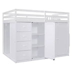 Whisen 93.3''L  57.6''W Modern Design Full Size Wood Loft Bed With Built-in Wardrobes, Cabinets and Drawers