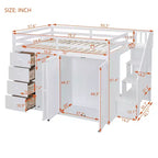 Whisen 93.3''L  57.6''W Modern Design Full Size Wood Loft Bed With Built-in Wardrobes, Cabinets and Drawers